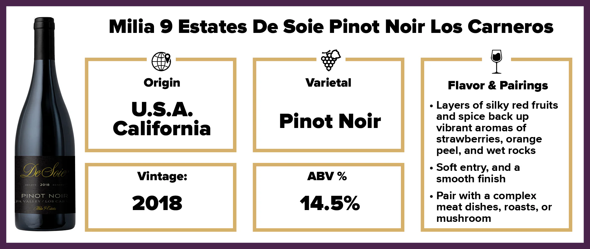 Milia 9 Estates De Soie Pinot Noir Los Carneros 2018 - Image 2