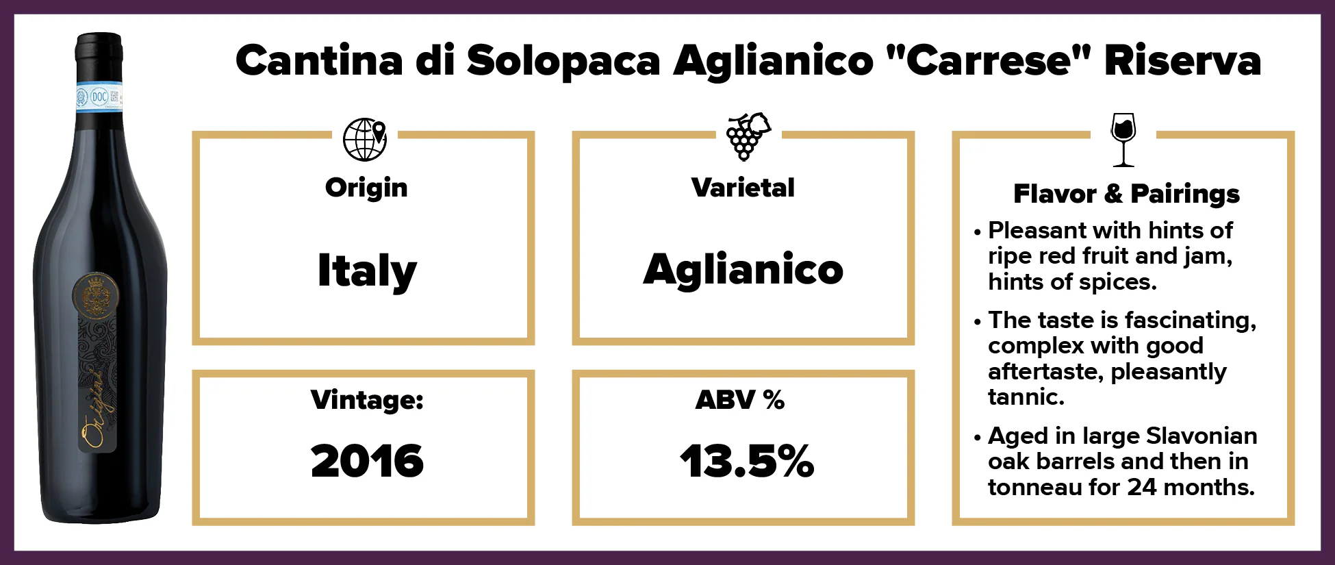 Cantina di Solopaca Aglianico Carrese Riserva "Selezione Oro" 2016 - Image 2