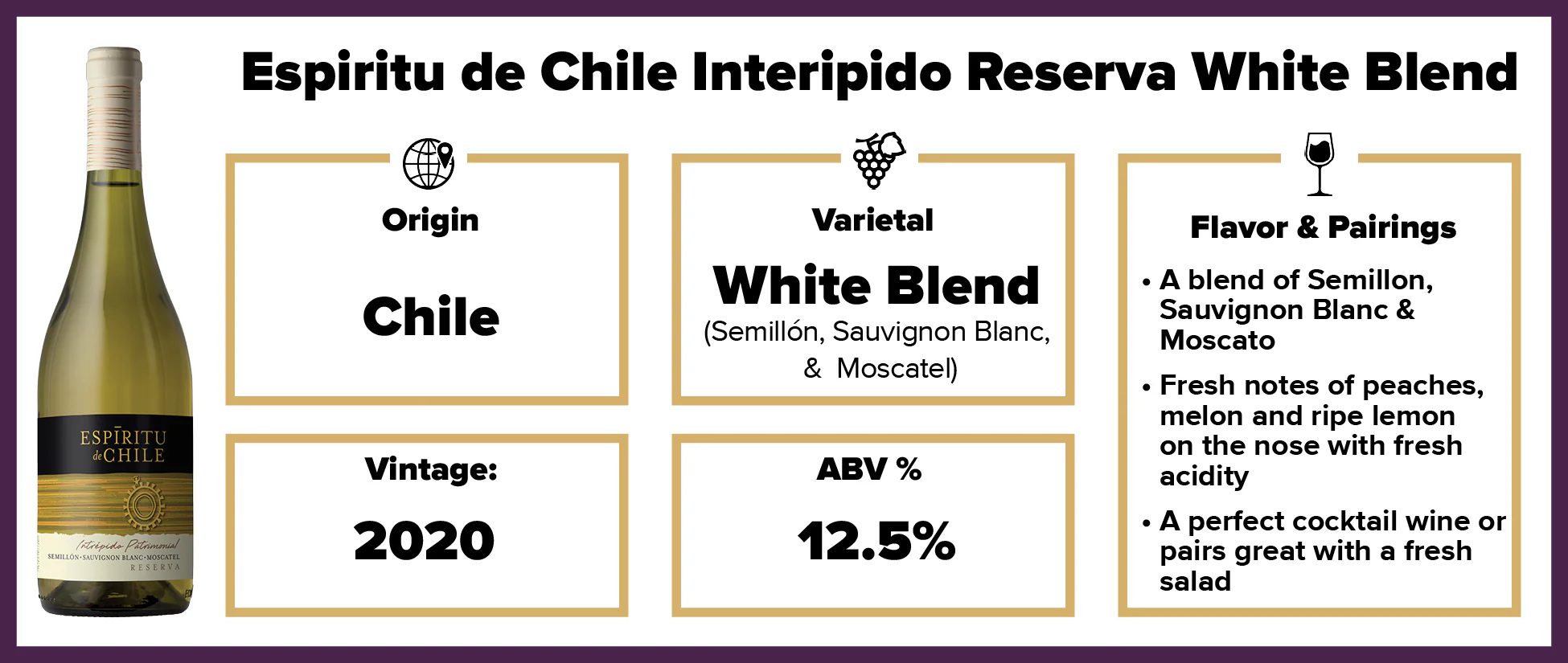 Espiritu de Chile Interipido Reserva White Blend 2020 - Image 2
