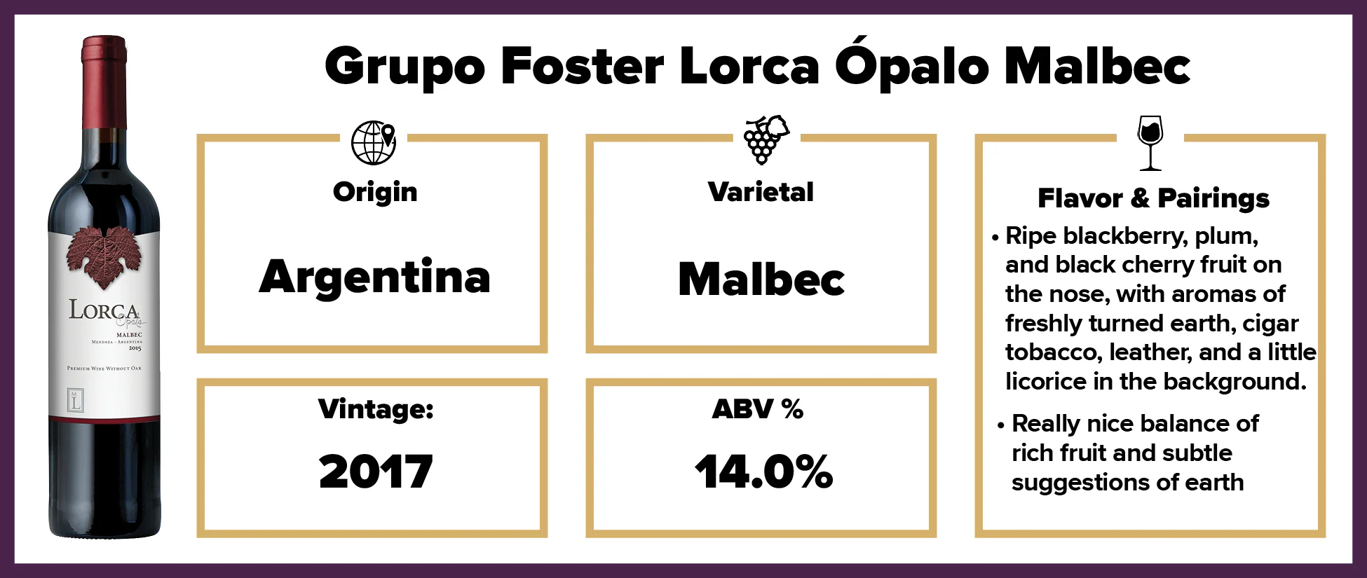 Grupo Foster Lorca Opalo Malbec 2017 - Image 2