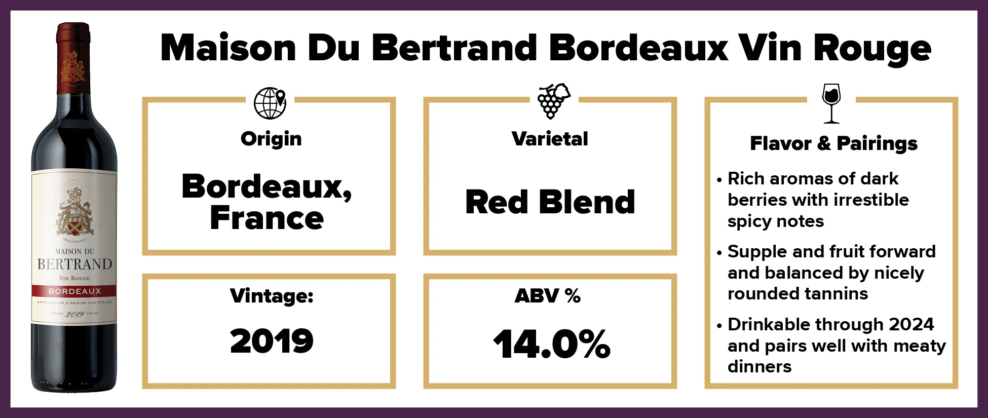 Maison Du Bertrand Bordeaux Vin Rouge 2019 - Image 2